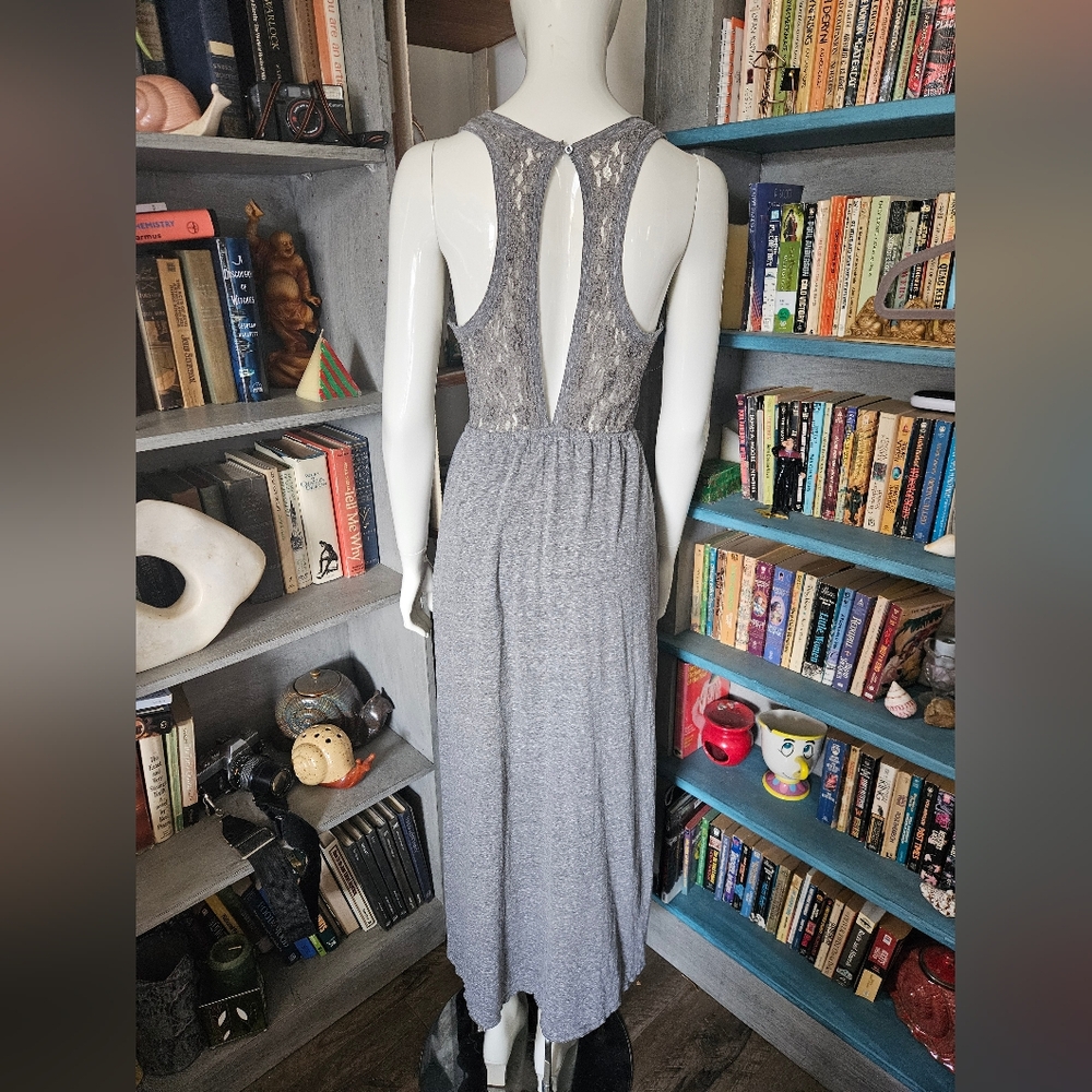 Hollister Maxi Gray T-shirt Lace Cutout Dress Small